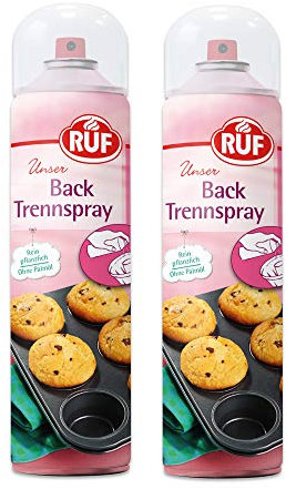 RUF Back-Trennspray zum Backen, Braten und Grillen, zum Einfetten von Kuchenformen und Muffinformen, rein pflanzlich, ohne Palmöl, glutenfrei und vegan, 2x200ml Flasche