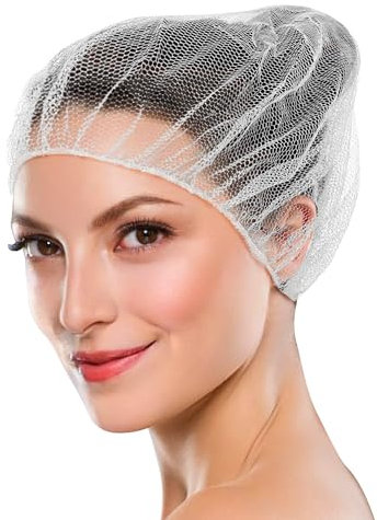 100 Stück weiße Nylon-Haarnetze 76,2 cm Größe Einweg-weiße Haarnetze mit elastischem Rand, Netz, dehnbare Haarnetzkappen, leicht, atmungsaktiv, Großhandelspreis
