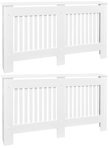 vidaXL 2X Heizkörperverkleidung Weiß MDF 152cm Heizung Abdeckung Heizkörper