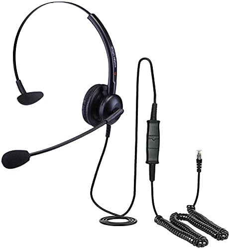 Compatiable Headset for Yealink SIP T-58A T58V T53 T53W T54S & T54W VoiP Phones Great for Office & Home Use EAR308 + QD002A
