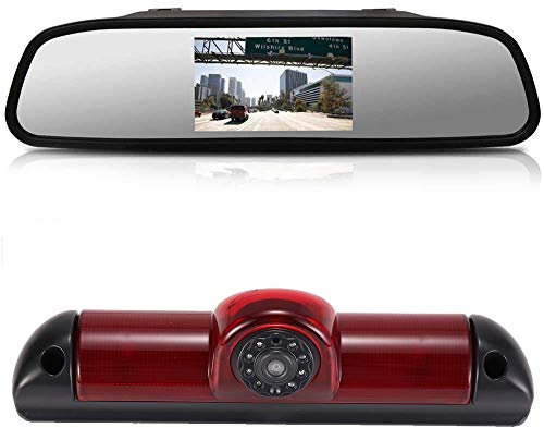 Auto Dritte Dach Top Mount Bremslicht Rückfahrkamera Rückfahrsystem Einparkkamera+ 4.3 Zoll LCD Spiegelmonitor für FIAT Ducato 2006/Peugeot Boxter 2006/Citroen Jumper 2006(18mm neu Lens)