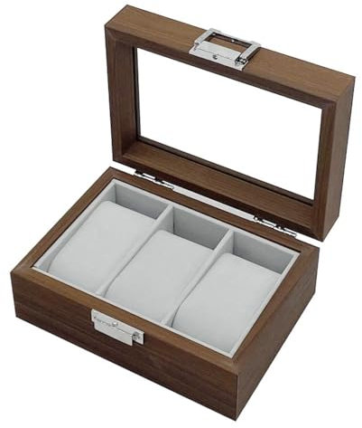 mixed24 Holz Uhrenkoffer für 3 Uhren Uhrenpräsentation Uhrenaufbewahrung Uhrenbox Armbanduhren Präsentation