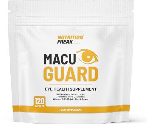 MacuGuard+ Eye Supplement - 120 Capsules - Zeaxanthin, Meso Zeaxanthin, Lutein, Blueberry Extract Plus Vitamins and Minerals - Premium UK Made