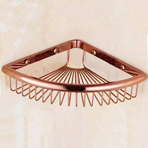 XQHD Étagères De Salle De Bain Panier Mural, Etagère De Douche Accessoire d'angle Rangement Douche Etagere Cuivre,Rosegold