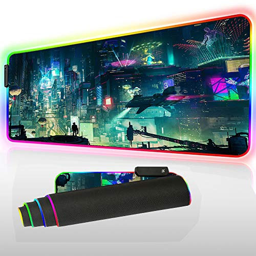 RGB-Gaming-Mauspad, Groß, Weiches, Übergroß, Leuchtende LED, Erweitertes, Beleuchtetes PC-Gaming-Mauspad Mit Rutschfestem Gummi (80 x 30 Chengshi)