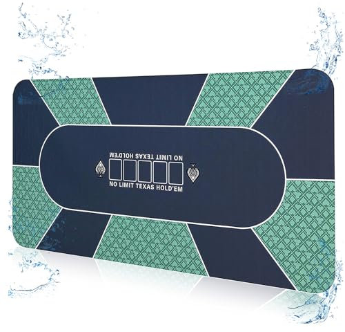 Pokermatte 180 x 90 cm, Professionelle Texas Holdem Poker Matte Pokerteppich Inklusive Tragetasche für bis zu 8 Spieler
