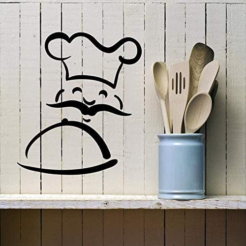 NSRJDSYT Chef Outline Wall Decal Rimovibile Wall Art Sticker Decorazione della Cucina Decalcomanie Divertenti Casalinga Decorazioni per la casa Murales 42x48cm