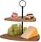 2 Tier Wooden Serving Display Cake Platter Food Centrepiece Stand Tray Holder (Triangle)