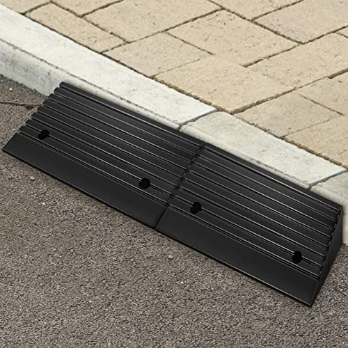 2 Stück Gummi Auto Bordsteinrampen Auffahrrampe, Anstieg Tragbare Leichte Schwellerrampe Set für Auffahrt Laderampe Bürgersteig Roller Fahrrad Motorrad Rollstuhl Fahrrad Skateboard 48.7 x 24 x 10cm