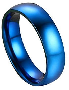 BCughia Ring Schmuck Vintage, Eboy Ring Blau Rostfreier Stahl Einfaches Ringdesign Valentinstag Ringe Herren Größe 67(21.3)