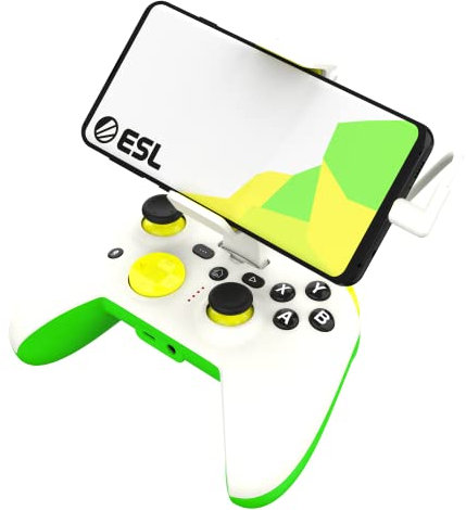 RiotPWR ESL Game Controller für Android Smartphones USB-C,Störungsfreie Spielfluss,Power Pass Through Charging,ZeroG Halterung,verbesserter 8-Wege-D-Pad,Share-Taste,Audiobuchse,RP1925ESL,grün-weiß
