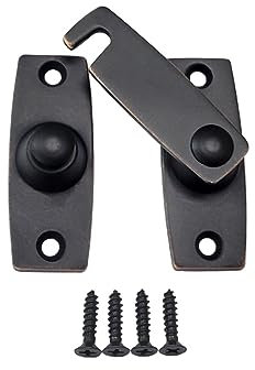 QCAA 2.5 x 2.65, Large, Heavy Solid Forged Brass Door Latch, 180 Degrees Flat Surface Mounting Door Latch Buckle for Doors & Windows, Aged Classic Bronze, 1 Pack, Made in Taiwan