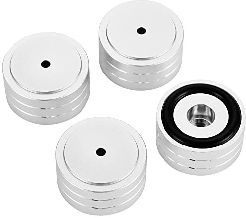 Knpwer 4 piedini per altoparlante in alluminio per giradischi HiFi, 40 x 20 mm, piedini ammortizzatori per altoparlante (nero) (argento)