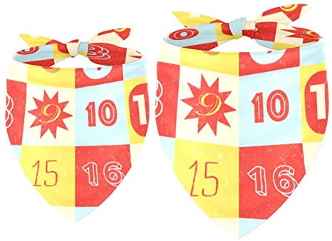 2 Stück Hundehalstuch Retro Adventskalender Mädchen Junge Lätzchen Hundeschal Halstuch Zubehör für Kleine Mittlere Große Hunde Welpen Katze Haustier