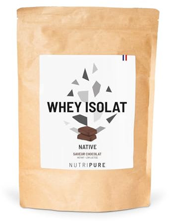Nutripure | Whey Isolate Native en Poudre | Complément Alimentaire à base de Protéines de lait | Développement Musculaire & Musculation | BCAA, EAA | Chocolat | 750gr | Made in France