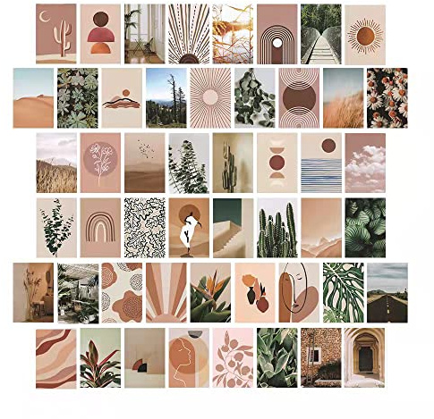 SAVITA 50 Stück Ästhetische Wand Collage, 10x15cm Skandinavisch Pastell Blumenmuster Poster für Esszimmer, Wohnzimmer, Schlafzimmer