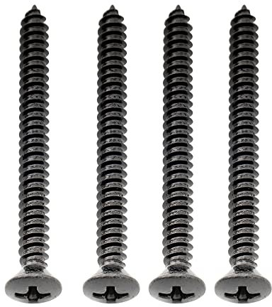 Musiclily Ultra 4x45mm Edelstahl Halsplatte/Tremolo Federkralle Schrauben für E-Gitarre Bass,Schwarz (4er Set)