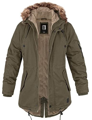 bw-online-shop Ladies Fishtail Winterparka mit Futter oliv - M