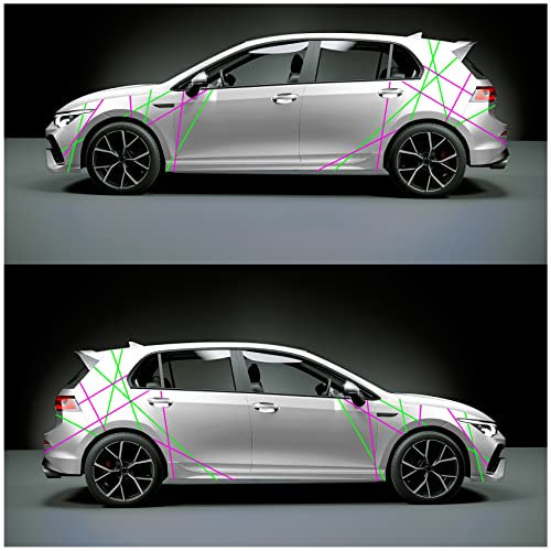 Auto Streifen Dekor Folien zweifarbig Zierstreifen 10m Länge 15mm Breite Dekorstreifen für Kfz Motorrad Boot Modellbau Zubehör Klebestreifen Rallystreifen (22 Neon Pink/Neon Grün)