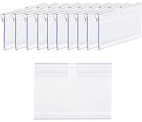 Price Tag Holder, 50 PCS Clear Plastic Label Holders for Wire Shelf Retail Price Storage Bins, Merchandise Sign Display Holder for Supermarket Shop Office Home (100 * 42mm)