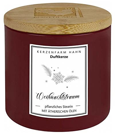 Kerzenfarm Hahn Duftkerze Trendglas, Weihnachtstraum, rot (1)