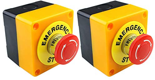 2 interruptores de botón de apagado de emergencia de seta roja no + Nc 22 mm Gecko
