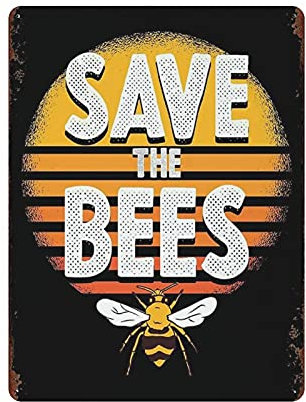 Save The Bees Poster zum Aufhängen, Retro-Wand-Kunstdrucke, Home-Bar, Wanddekoration, Metallschild, Poster, 40 x 30 cm, 16 x 12 Zoll