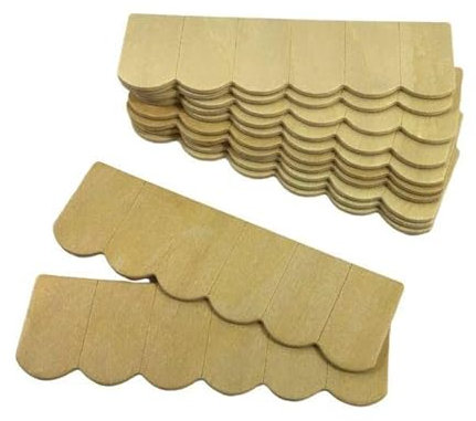 Melody Jane Dolls House Fish Scale Wooden Shingle Strips Unfinished Roofing Tiles Pack of 12