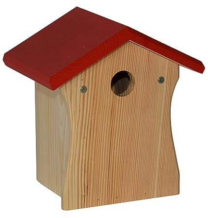 Dehner Natura Premium Wildvogel Nistkasten Smilla, Vogelhaus / Vogelnistkasten für Wildvögel, robust, ca. 19.5 x 22.5 x 16.5 cm, aus FSC - zertifiziertem Kiefernholz, rot / natur