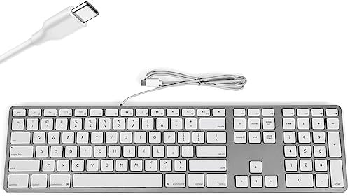 Matias Kabelgebundene USB-C-Tastatur für Mac mit Ziffernblock – Mac-Tastatur kompatibel mit Mac OS X v.10.6.8, MacBook Pro, MacBook Air, iMac – neueste Version unterstützt – (Silber)