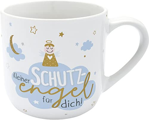 Tasse groß Motiv Schutzengel: Tasse mit Motivdruck: Kleiner SchutzSchutzengel für dich! in Geschenkbanderole
