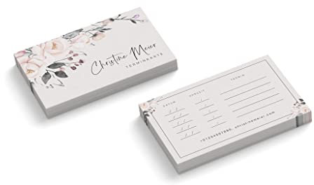 Terminkarten personalisiert | Nageldesign | 2-seitig | Querformat | Menge wählbar | Terminzettel | nächster Termin | Nagelstudio | Fußpflege | Wellness | Pflege | Blumen (250 Stück)