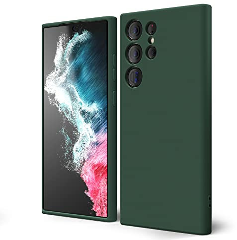Oakxco für Samsung Galaxy S22 Ultra Hülle Silikon Case mit Kameraschutz, Ultra Dünn Bunt Handyhülle Mädchen, Einfarbig Handy Hülle Slim Schutzhülle, Matt TPU Weich Gummi Glatt Silikonhülle, Dunkelgrün