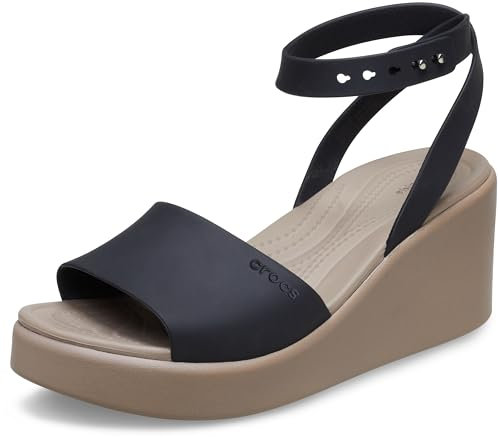 Crocs Women's Sandal, Brooklyn Ankle Strap Wedge, Black/Mushroom, 9 UK Women