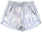 Damen Metallic Shorts Yoga Glänzend Glitzernd Hot Kordelzug Outfit Kurze Hose, Metallic-Farbe, X-Groß