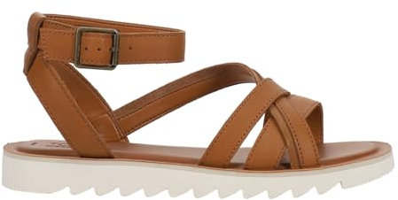 TOMS Damen Rory Flache Sandale, Tan Leather Suede, 39 EU