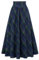 Damen Gothic Hexenrock Gesmokt Elastische Taille Herbst Maxi Corsage Rock Blau Grün Plaid L