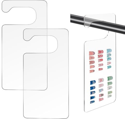 AHANDMAKER 3 PCS Transparent Acrylic Nail Art Display Board Nail Charm Display Stand with Hangers Nail Art Display Rack For Nail Art Design, Professional Salon Showing