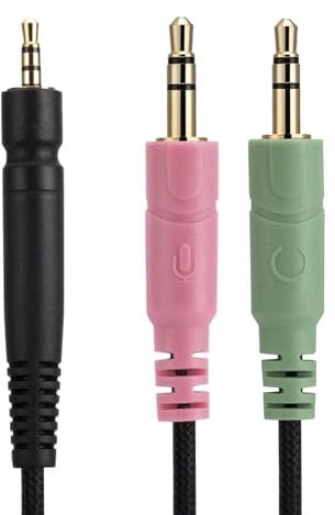 GAME ONE GAME ZERO PC 373D GSP 350 Replacement Audio Cable, Compatible with Sennheiser Headphones, 3.5mm to 2.5mm Male Stereo Jack Cord, 6.6 Ft (2 meters), no Inline Mic/Remote Control, Black