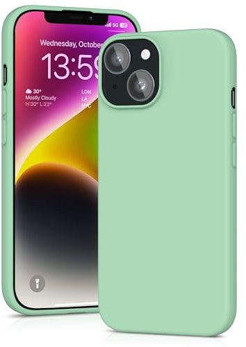 YATWIN Silicone Case for iPhone 14 Plus, Soft-Touch, Shockproof, DustProof, Antiskid Full Body Armour Phone Cover for Apple iPhone 14 Plus - Light Cyan