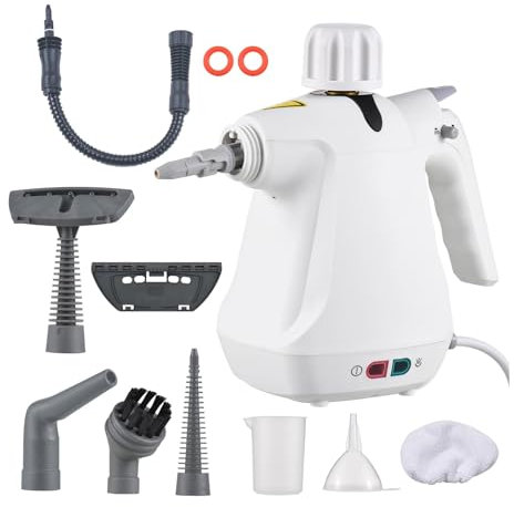 Handheld Steam Cleaner, Multi-Purpose Cleaner with 10pcs Accessories for Stain Removal, 500ml Tank, Pressurized Use in Kitchen, Bathroom, Window, Carpet,Bedroom