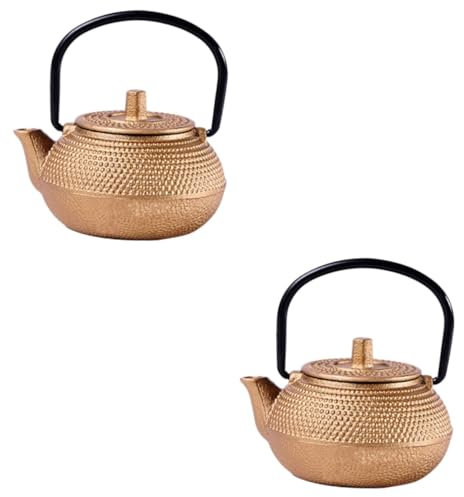 Garneck 2pcs Small Cast Iron Teapot Tea Kettle Grey Infuser Teapot Rustproof Tea Pot Ornament
