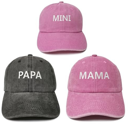 ZKFE Bestickte Papa Mama Mini Passende Hüte für Papa Mutter Me, Geschenk für Mama Papa Tochter Stickerei Verstellbare Baseballkappen