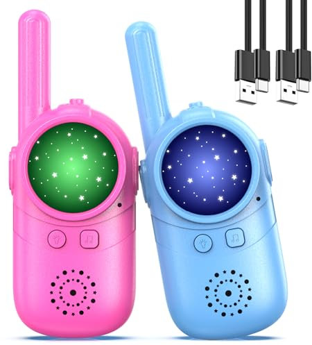 Talkie Walkie Enfants Rechargeable, 48 Heures de Temps de Travail, Cadeaux d'anniversaire pour Garçons et Filles, Jouets de Plein air pour Enfants de 1 à 3 Ans
