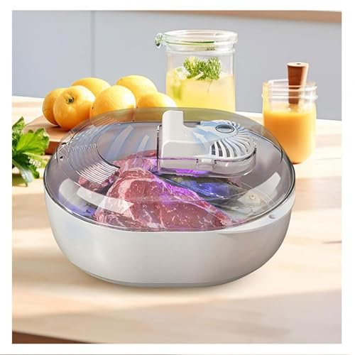 6 In 1 Auftaubox Mit Abtropfgitter Fleisch Schnelles Auftauen Und Uv-Sterilisation, Multi Purpose Defrosting UltraschallzerstäUbung Und -Konservierung Bequem, Sicher Und Schnell