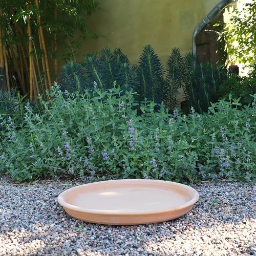 Palatina Keramik Soucoupe ronde en terre cuite de qualité supérieure, 45 cm de diamètre, soucoupe parfaite pour pots de fleurs et jardinières
