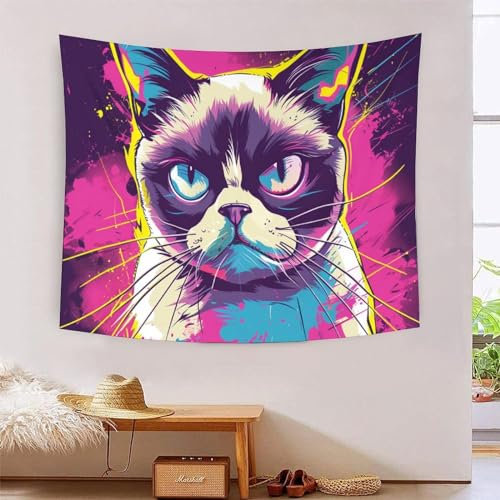 DCABEIOOE Grumpy Cat Wandteppiche Bettwäsche Wandbehang Wohnkultur 150cmx200cm