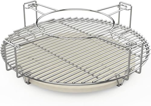 BBQ Future 18 Cooking System Kit for Kamado Joe Classic and Other Kamado Grill, Grill Accessories for Large Big Green Egg, Multi-Level Cooking Base Rack Ceramic Deflector Plates Grid Grate Set