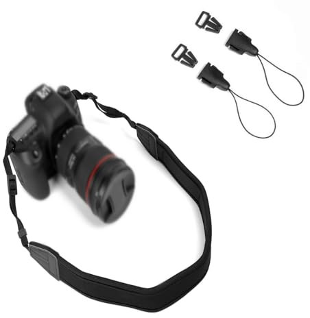Camera Soft Neoprene Padded Shoulder Neck Strap with Quick Release Buckles Universal Camcorder Vintage Sling Belt Strap for Women Men All DSLR SLR Cameras (Soft Black)