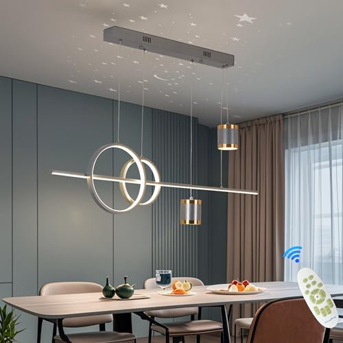 ANZHUANG LED Pendelleuchte deckenleuchte hängend Esszimmer Hängeleuchte Esstisch Moderne Neu Entwurf sternenklarer Himmel hängelampe Lampe für Wohnzimmer Esszimmer Küche Büro Grau(100cm/48W)